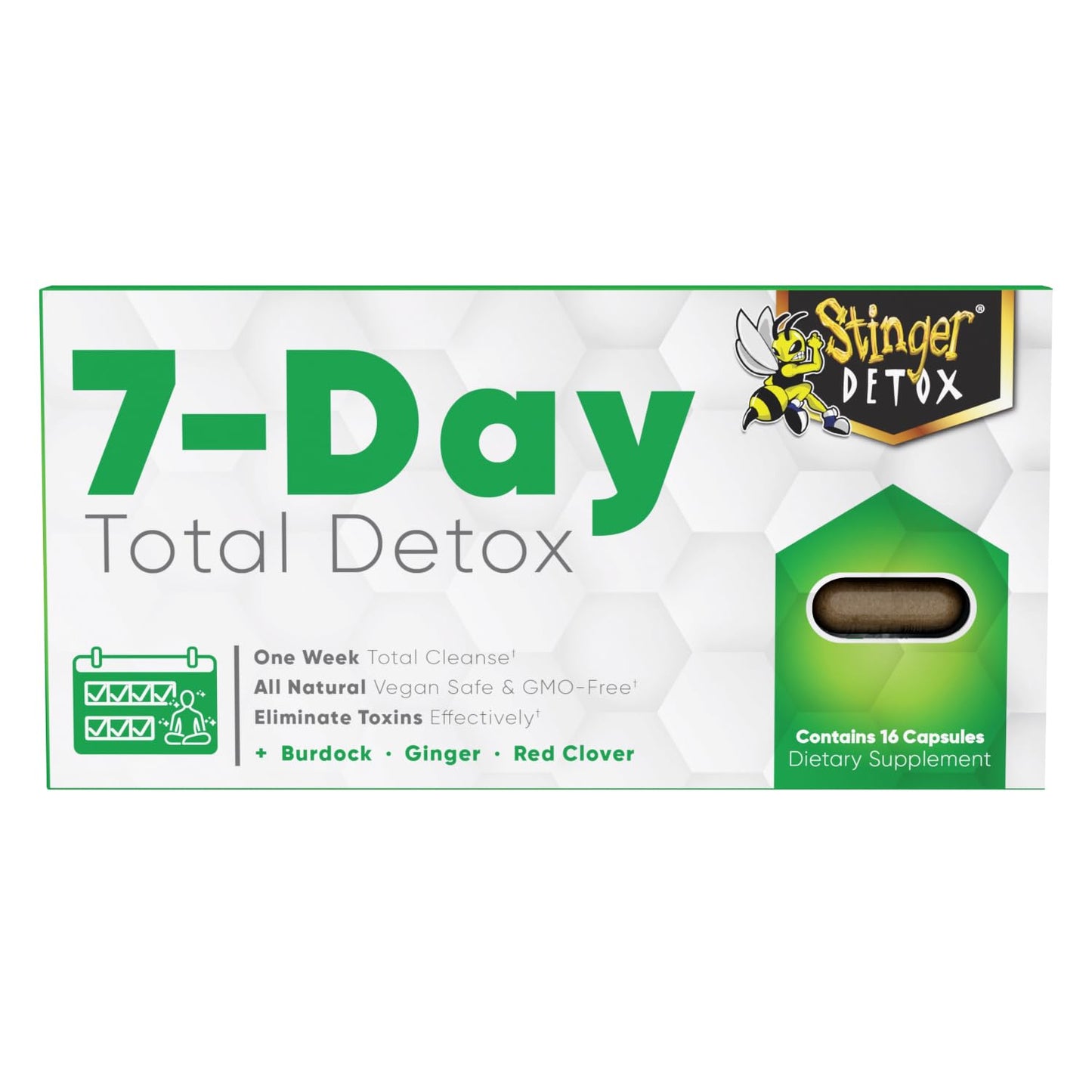 Stinger Detox 7-Day Total Detox Permanent Cleanser | Burdock + Ginger + Red Clover | One Week Total Cleanser | All Natural Vegan Safe & GMO-Free