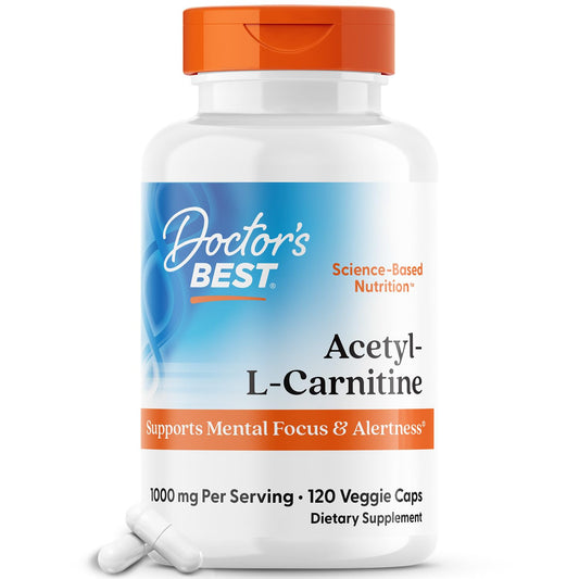 Doctors Best Acetyl-L-Carnitine, Supports Mental Focus & Alertness, Non-GMO, Gluten Free, Soy Free, Vegan 120 Veggie Caps