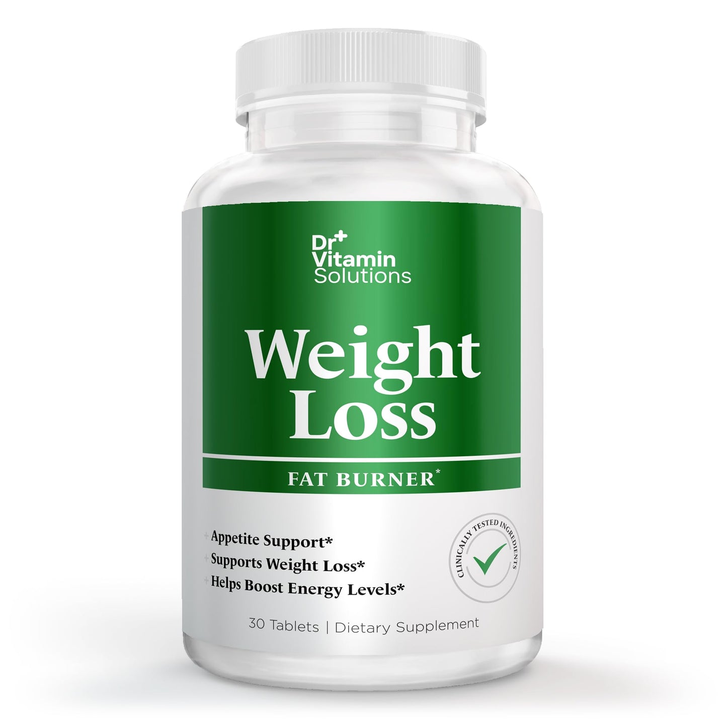 DR VITAMIN SOLUTIONS Weight Loss - Fat Burner & Appetite Support with Guarana, Green Tea, and Garcinia - 30 Tablets (1 Bottle, 30 Tablets)