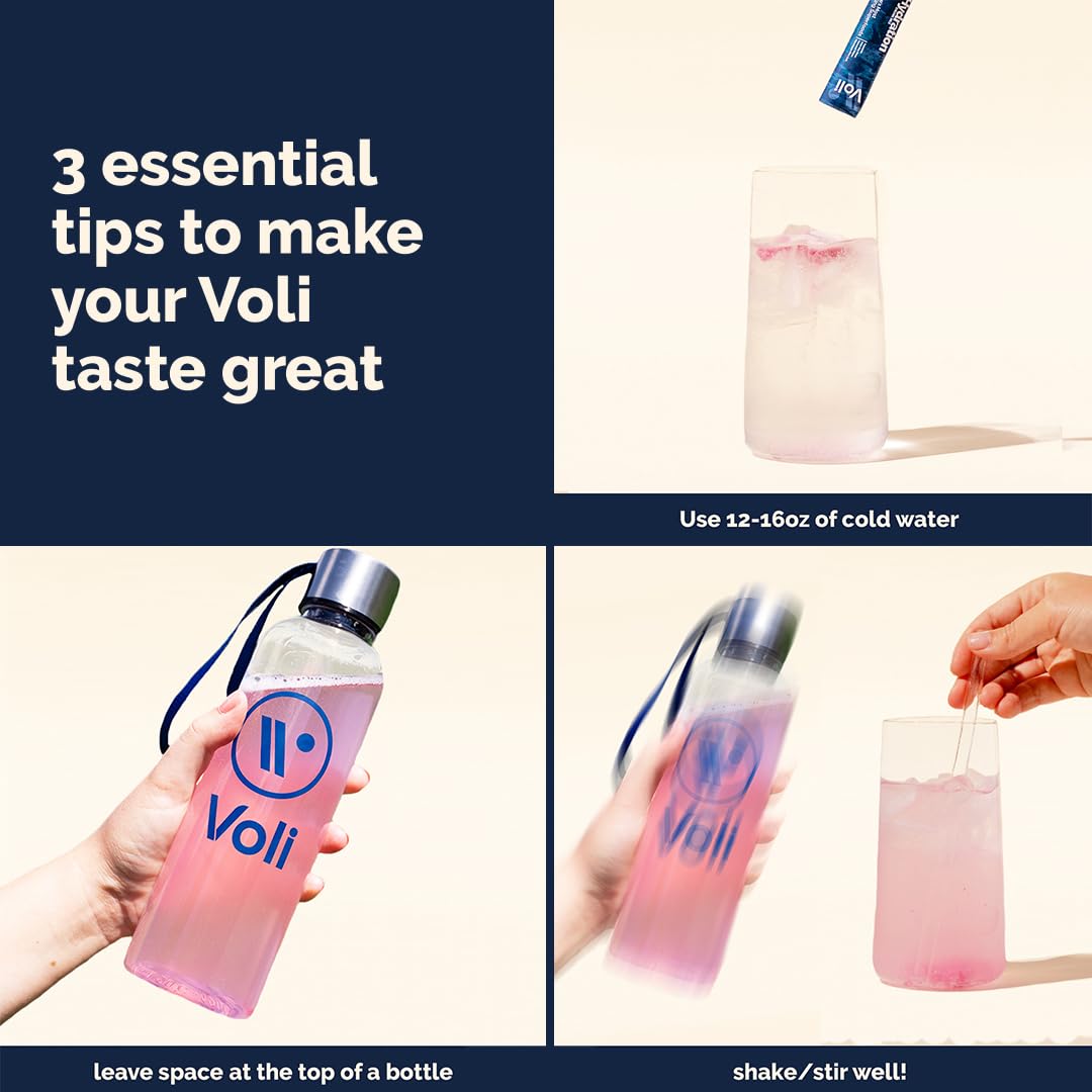Voli Hydration Powder Packets - Electrolyte Drink Mix, Strawberry Lemonade, 15 Ct - Superfoods & Minerals, Irish Sea Moss, Aquamin Magnesium, Coconut Water & Himalayan Pink Salt - No Added Sugar