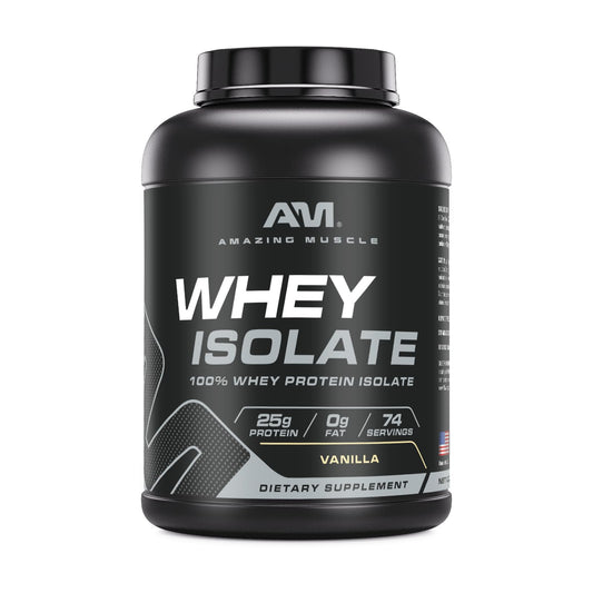 Amazing Muscle Whey Protein Isolate Powder | 25 Grams Protein Per Serving | 100% Whey Isolate | Zero Fat | Made in USA (5 Lb, Vanilla)