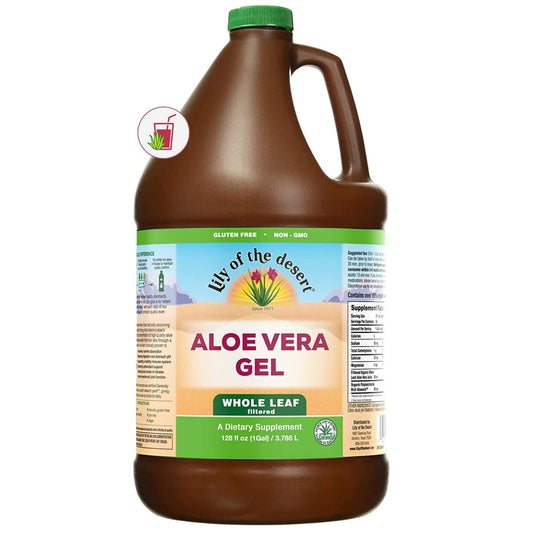 Lily of the Desert Aloe Vera Gel, Preservative Free - Whole Leaf Filtered Thicker Consistency Aloe Vera Drink with Natural Vitamins, Digestive Enzymes for Gut Health, Wellness, Glowing Skin, 128 Fl Oz