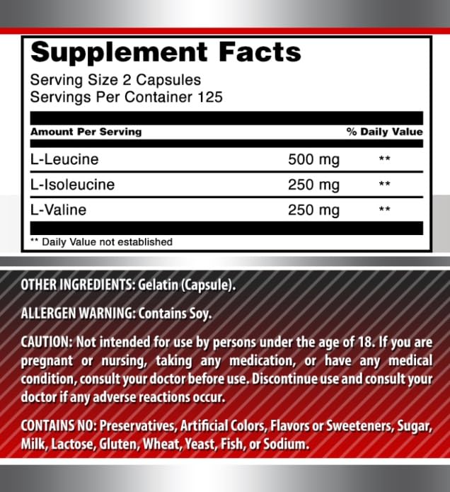 Amazing Formulas BCAA 2:1:1 1000 Mg Per Serving | Capsules Supplement | Branched Chain Amino Acids | Made in USA (1 Pack, 250 Count)