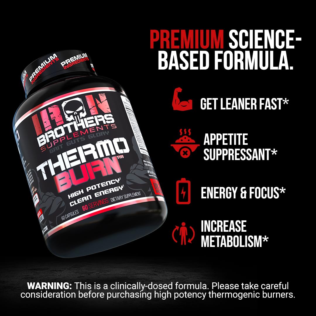 Iron Brothers Supplements Fat Burner - Hardcore Weight Loss Pills for Women & Men | Appetite Suppressant, Thermogenic Belly Fat Burner, Metabolism Booster | Weight Loss Supplement for Rapid Results