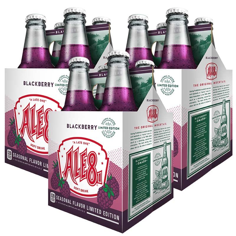 Ale 8 One Blackberry Glass Bottles 12 ounces Pack of 4 100 Kentucky Soft Drink