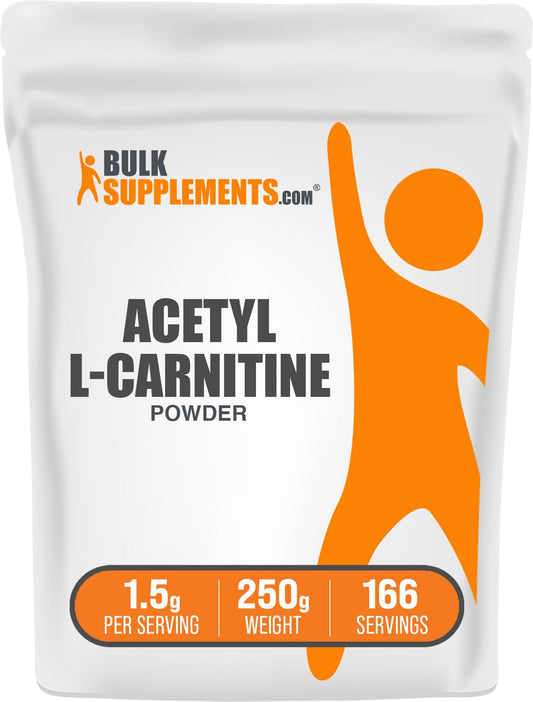 BulkSupplements.com Acetyl L-Carnitine Powder - as ALCAR HCl, Carnitine Supplement - Gluten Free, 1.5g per Serving, 250g (8.8 oz) (Pack of 1)