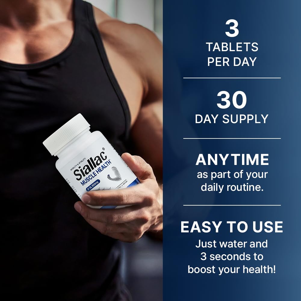 SIALLAC Muscle Health - Enhance Muscle Mass & Strength, Fast Workout Recovery, Reduce Fatigue & Boost Exercise Performance, 6-Sialyllactose (6-SL), 900mg, 90 Tablets