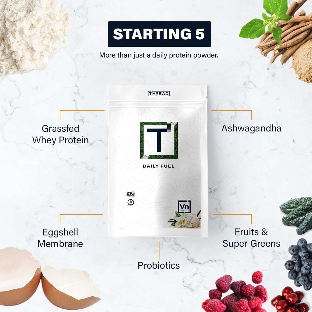 Thread Performance Daily Fuel - Vanilla Birthday Cake | All-in-One Sports Nutrition for Young Athletes | 21g Protein, 60+ Organic Superfoods, Vitamins & Minerals | 30 Servings