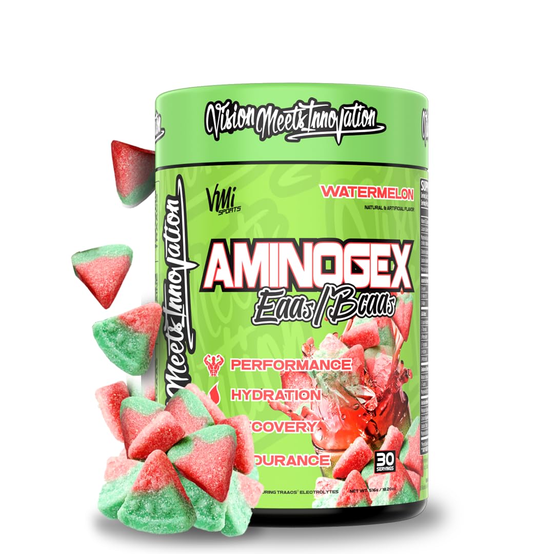 Aminogex Ultra | BCAA Powder | Amino Acids + Betaine and Glutamine | Amino Acid Post Workout Recovery Drink | Intra Workout Drink with Electrolytes | (30 Servings) (Watermelon, 18.2 Ounces)