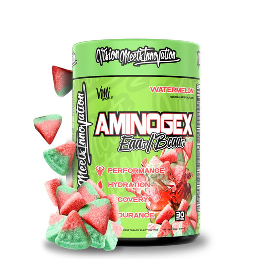 Aminogex Ultra | BCAA Powder | Amino Acids + Betaine and Glutamine | Amino Acid Post Workout Recovery Drink | Intra Workout Drink with Electrolytes | (30 Servings) (Watermelon, 18.2 Ounces)