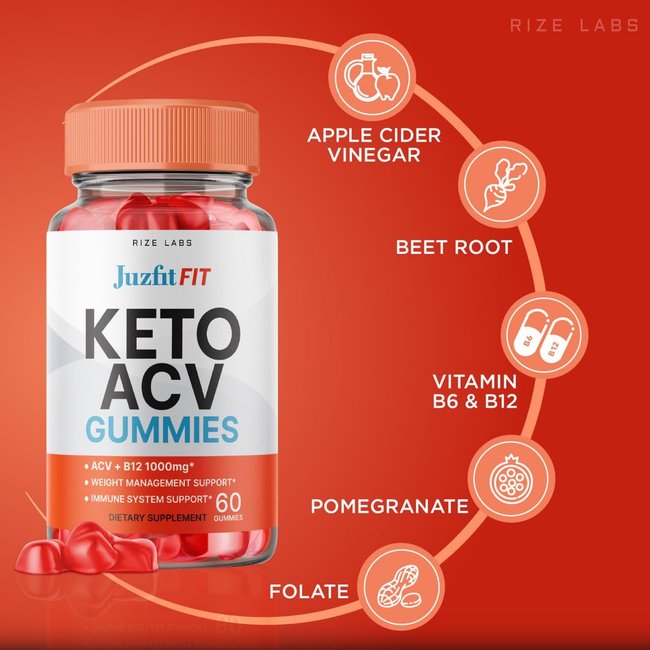 rize labs - Juzfit FIT Keto ACV Gummies for Advanced Weight Loss with Apple Cider Vinegar, Supplement for Belly Fat & Extra Strength (180 Gummies)