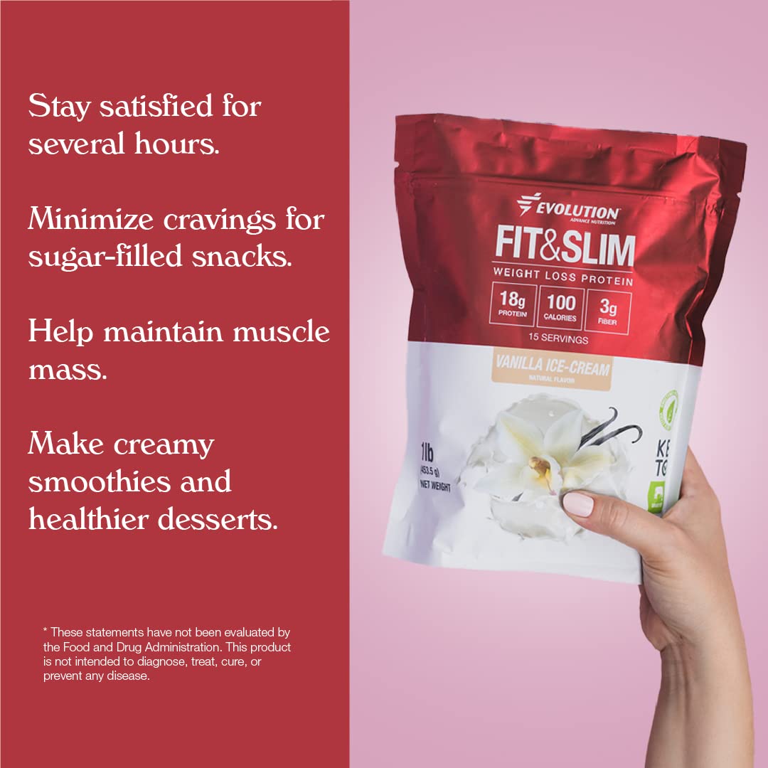 Evolution Advance Nutrition Fit & Slim Blend, 2 Pounds + Resistance Loop Bands for Home Exercise - Grass Fed Whey Protein Powder, Easy Digesting, Keto Approved, Non GMO, Stevia Sweetened (Vanilla)