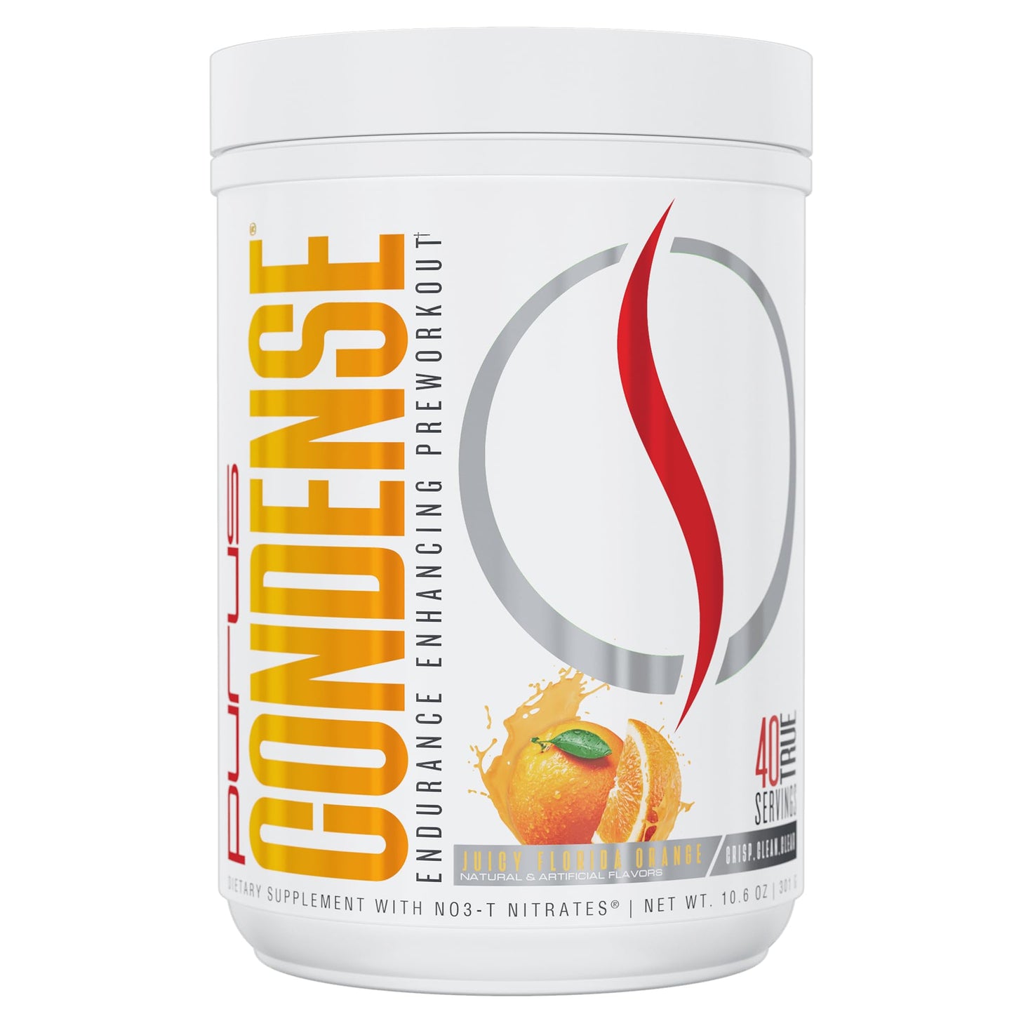 Purus Labs CONDENSE PreWorkout Powder, 40 Servings (Juicy Florida Orange)