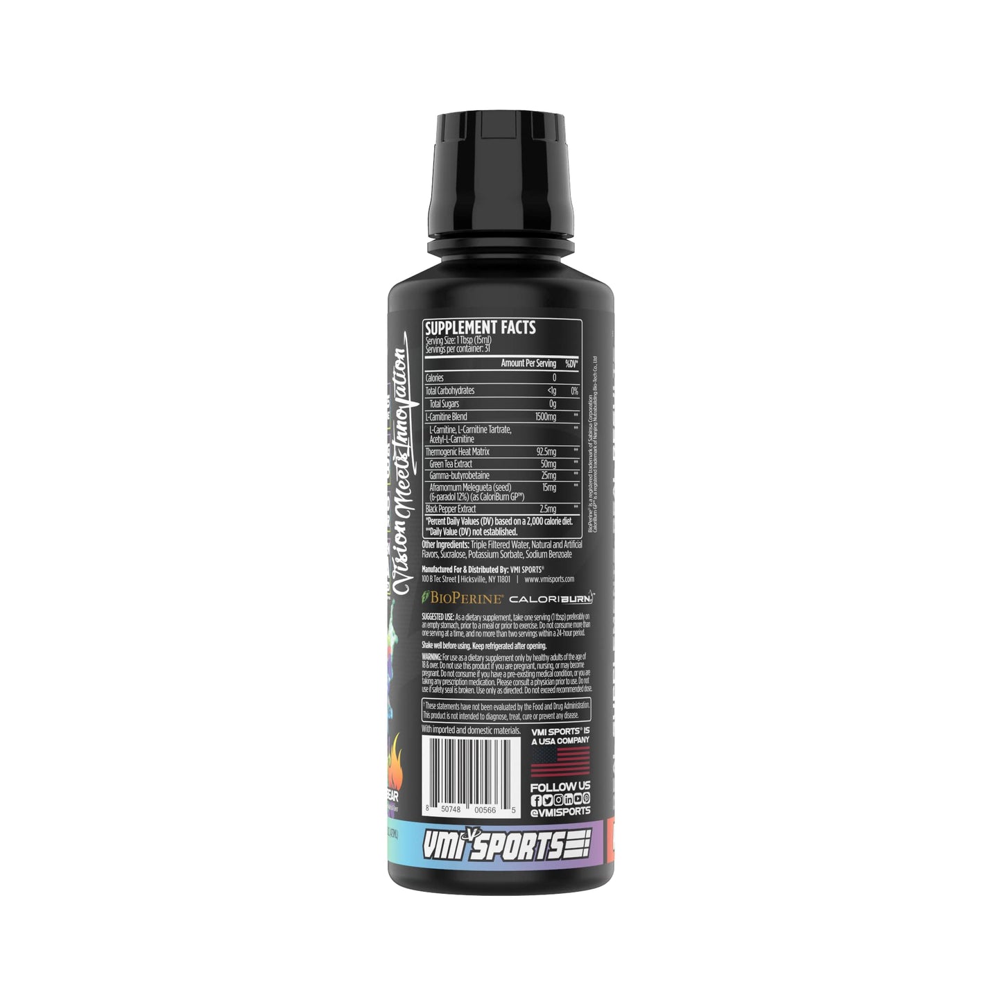 VMI Sports L-Carnitine 1500 Heat Liquid Enhanced Thermogenic | 1500 mg Carnitine | Maximum Absorption Formula | Great Taste for Men & Women | 31 Servings (Gummy Bear)