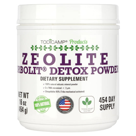 TODICAMP Sorbolit Zeolite Detox Powder - 1 lb Clinoptilolite Zeolite Powder Sorbolit- 1-2 µm Zeolite Clinoptilolite Powder for Cellular Detox - 454 Days Supply