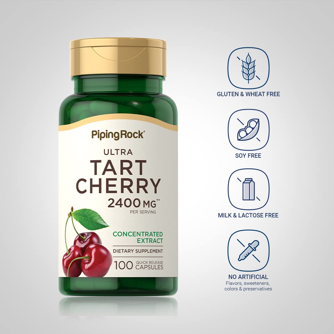 Piping Rock Tart Cherry Capsules | 2400 mg | 100 Count | Concentrated Extract | Non-GMO, Gluten Free Supplement
