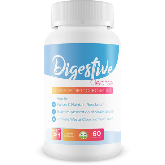 Digestive Cleanse - Ultimate Detox Formula - Restore and Maintain Regularity - Maximize Absorption of Vital Nutrients - Eliminate Waste Clogging Your Colon - Clear the way for the body to expel Toxins