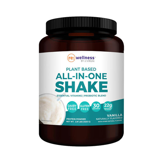Reignite Wellness by JJ Virgin | Vanilla Plant-Based All-in-One Shake | Plant Protein Powder, Vitamins, Minerals, Greens & Aminos | 22g of Chia, Chlorella & Pea Protein Shake | 30 Servings