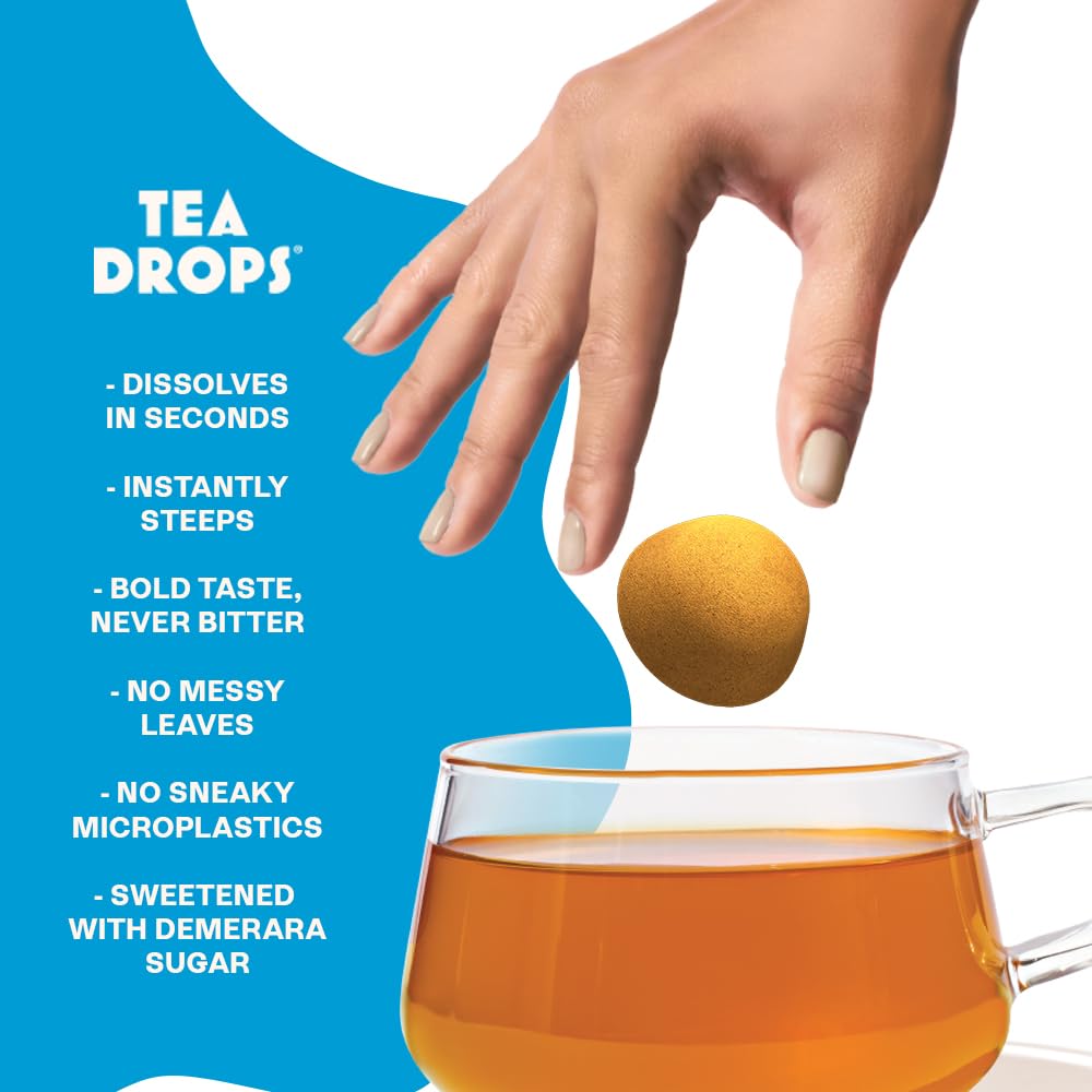 Tea Drops Herbal Trio Gift Set Sampler  Dissolvable Bagless Loose Leaf Tea  Iced or Hot  Caffeine Free Naturally Sweetened Peppermint Turmeric Citrus Ginger  10 Per Flavor  30 Servings