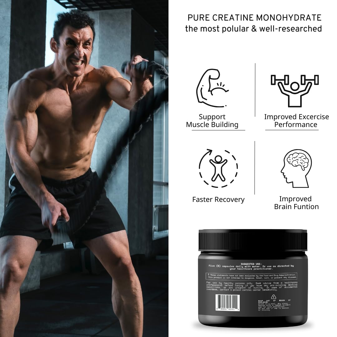 VINATURA Creatine Monohydrate Pills 5g - creatine Tablets, creatine Pills for Men, Women, creatina en capsulas *USA Made & Tested* Unflavored, creatine monohydrate Powder alt, 150 Tablets 30 Servings