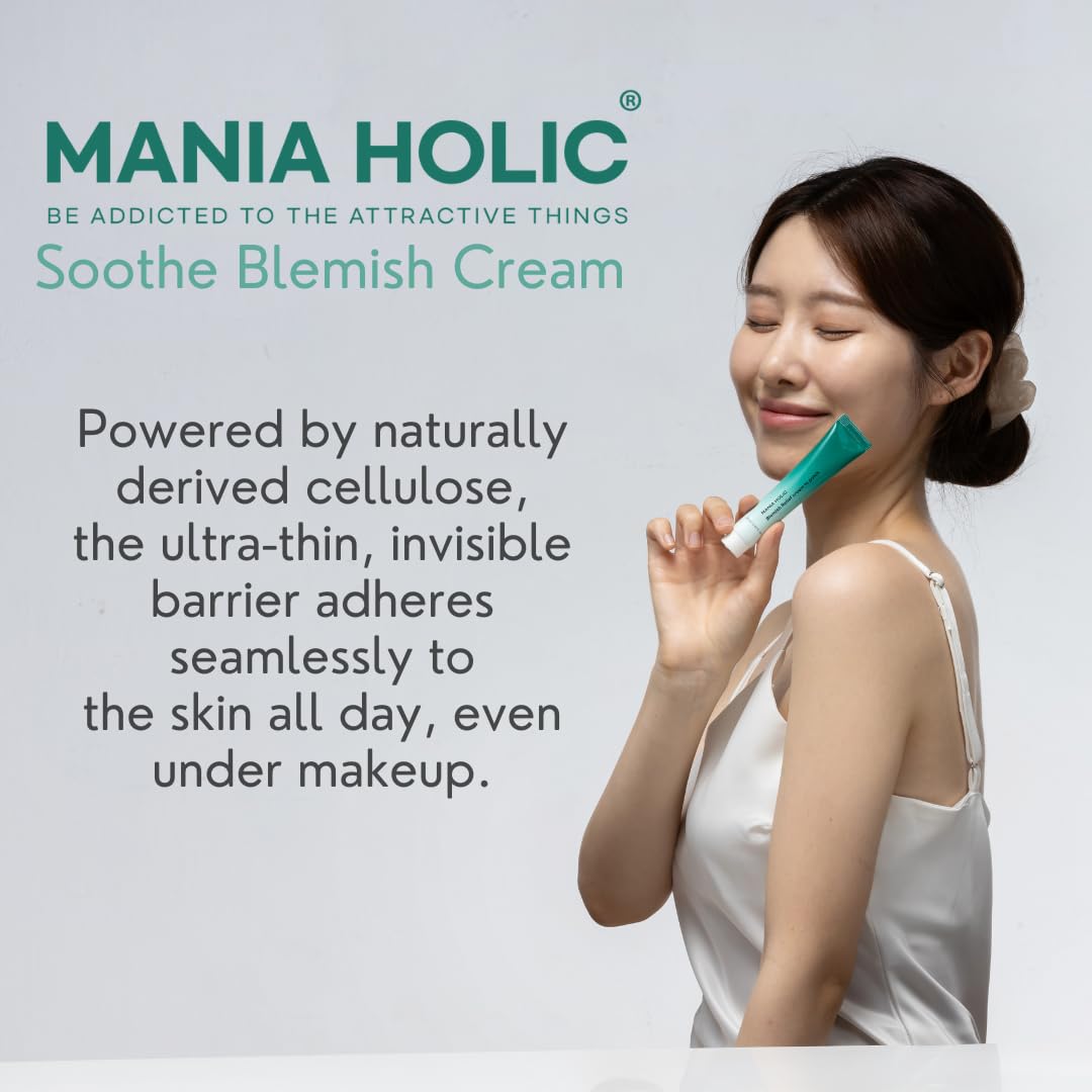 MANIA HOLIC Soothe Blemish Cream | 2-in-1 Blemish Spot Clearing Care, No Adhesive Cream-to-Patch Formula, Sebum Care, Hydrates and Soothes Skin, Makeup Friendly, Korean Skincare, 0.67 fl oz.