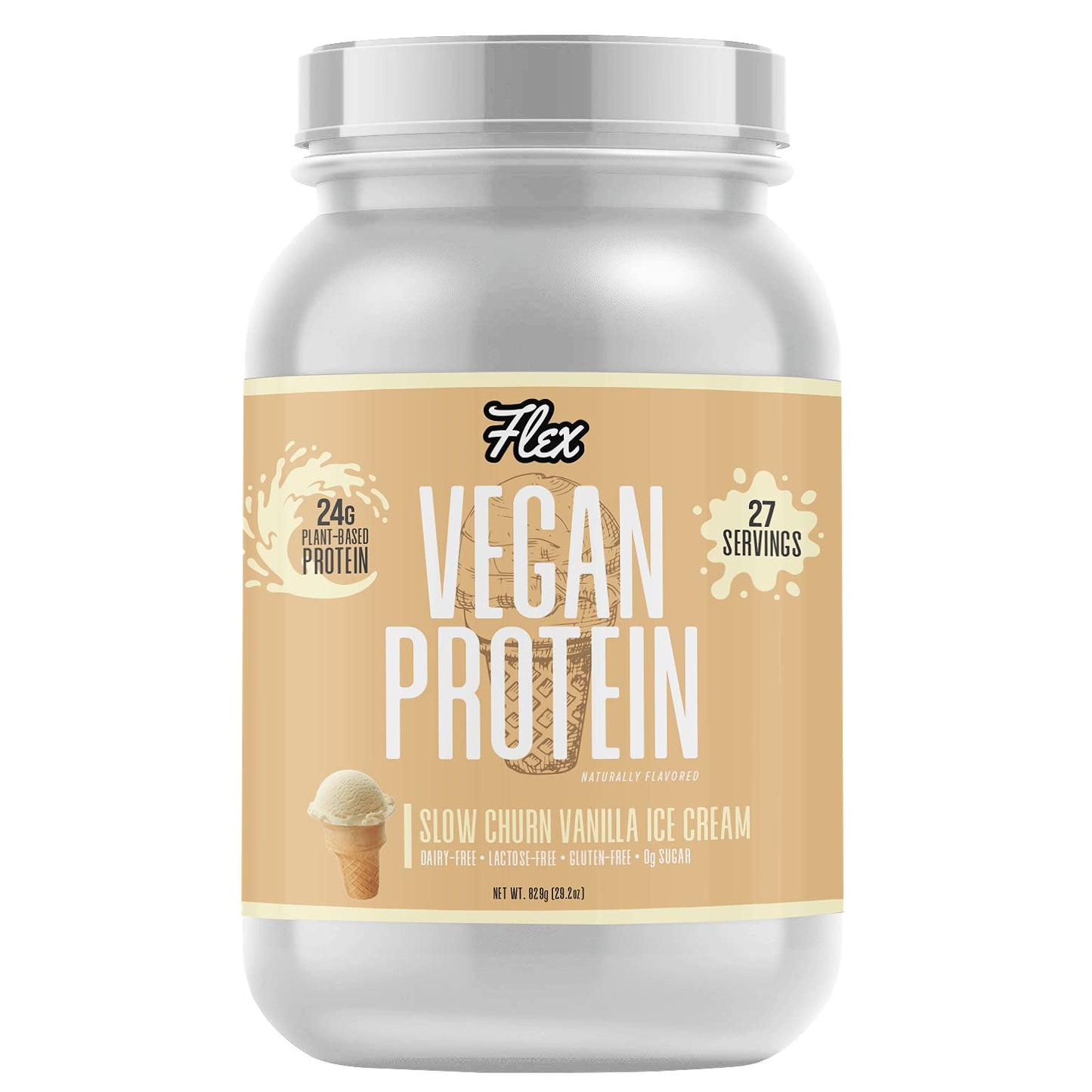 Flexible Dieting Lifestyle Plant Based Protein Powder, Slow Churn Vanilla Ice Cream | Vegan, Low Net Carbs, Non Dairy, Gluten Free, No Sugar Added | 1.8 Lb - 27 Servings
