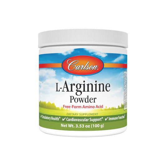 Carlson - L-Arginine Powder, Free-Form Amino Acid, Circulatory Health, 3.53 oz (100 g)