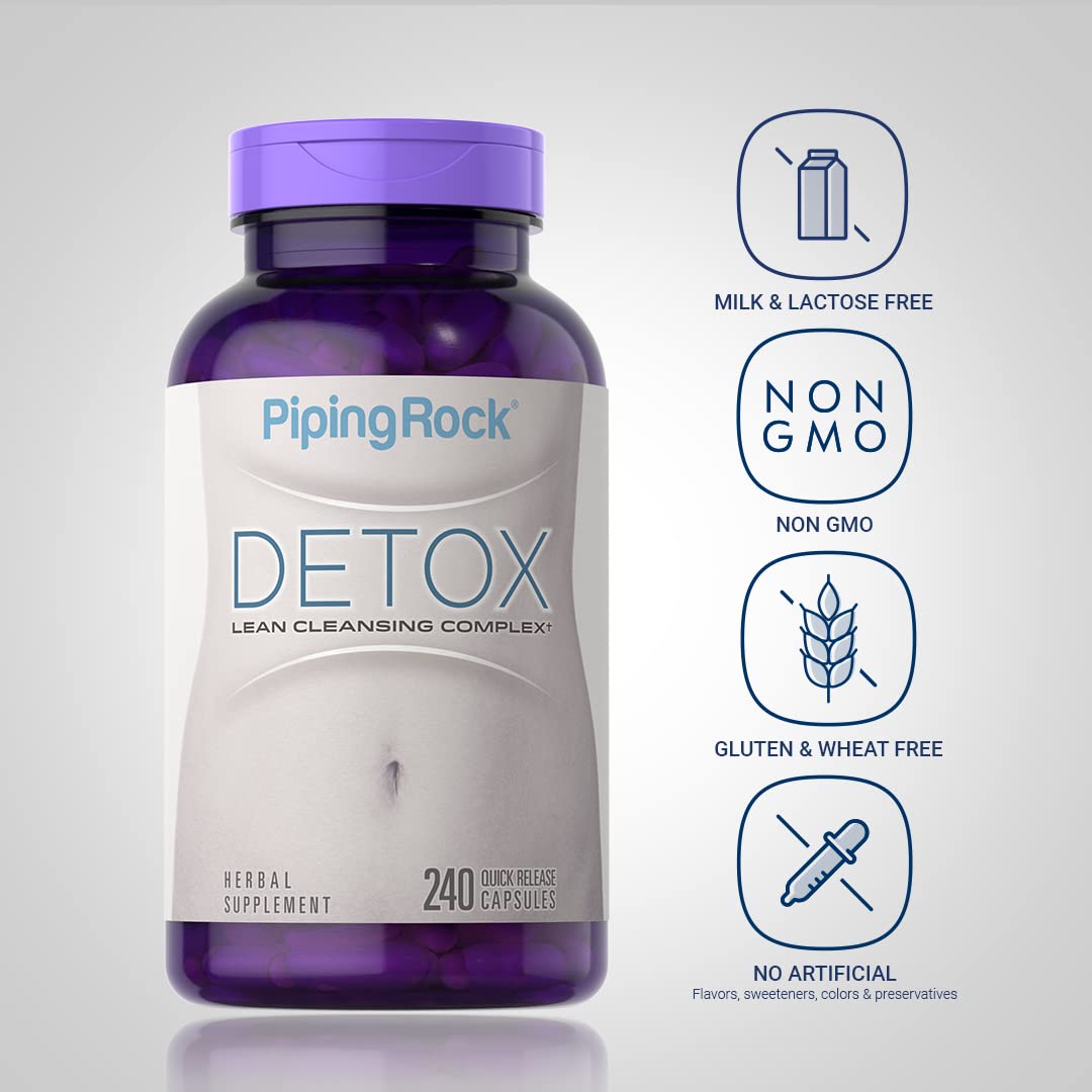 Piping Rock Detox Cleanse Capsules | 240 Pills | Herbal Complex | Lean Formula | with Dandelion Root Extract, Psyllium Husk, and Milk Thistle | Non-GMO, Gluten Free Supplement