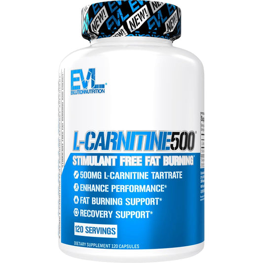 Evlution EVL L-Carnitine Supplement for Weight Loss Support - L carnitine 500mg Diet Pills for Weight Loss Lean Muscle Growth and Fat Burning Support with Stimulant Free L Tartrate - 120 Servings