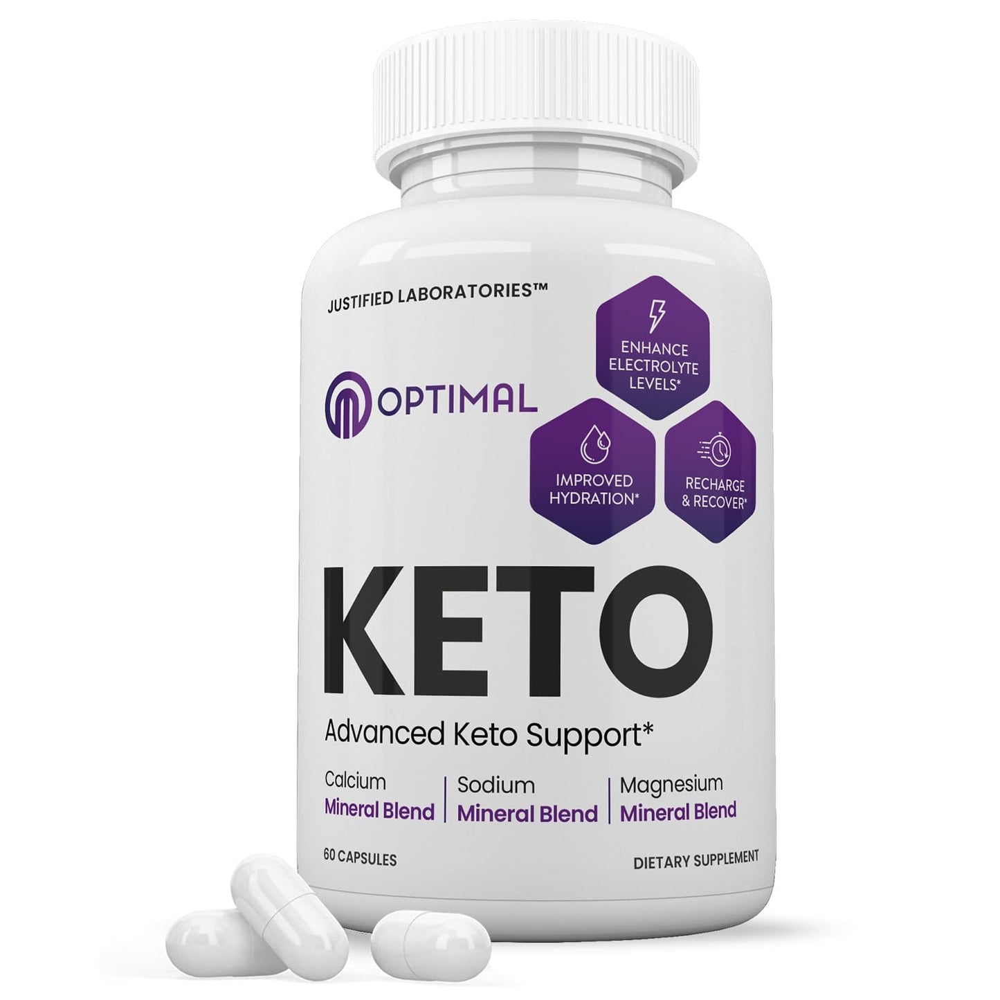Optimal Keto Pills 1275MG New & Improved Formula Contains Apple Cider Vinegar Extra Virgin Olive Oil Powder Green Tea Leaf 60 Capsules