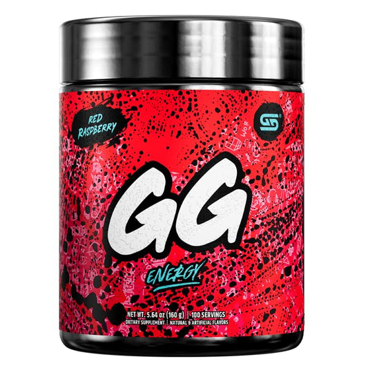 Gamer Supps, GG Energy Red Raspberry (100 Servings) - Keto Friendly Gaming Energy and Nootropic Blend, Sugar Free + Organic Caffeine + Vitamins + Immune Support, Powder Energy Drink