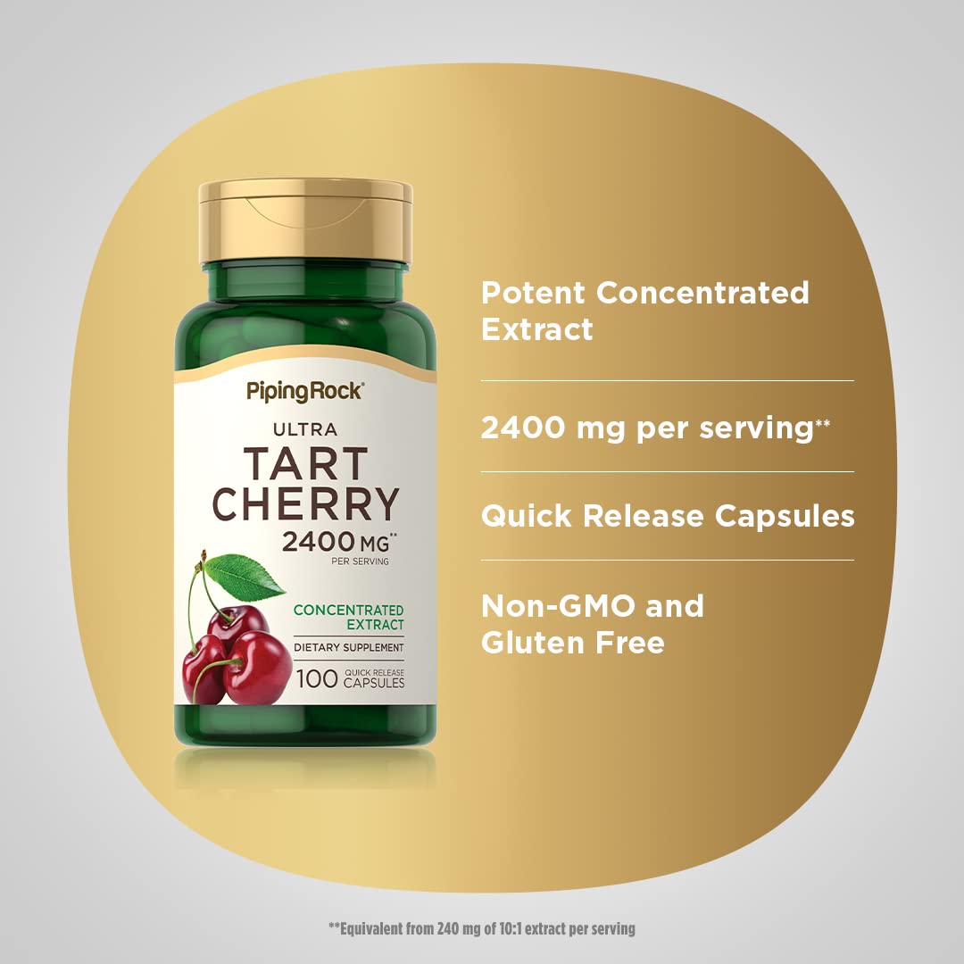 Piping Rock Tart Cherry Capsules | 2400 mg | 100 Count | Concentrated Extract | Non-GMO, Gluten Free Supplement