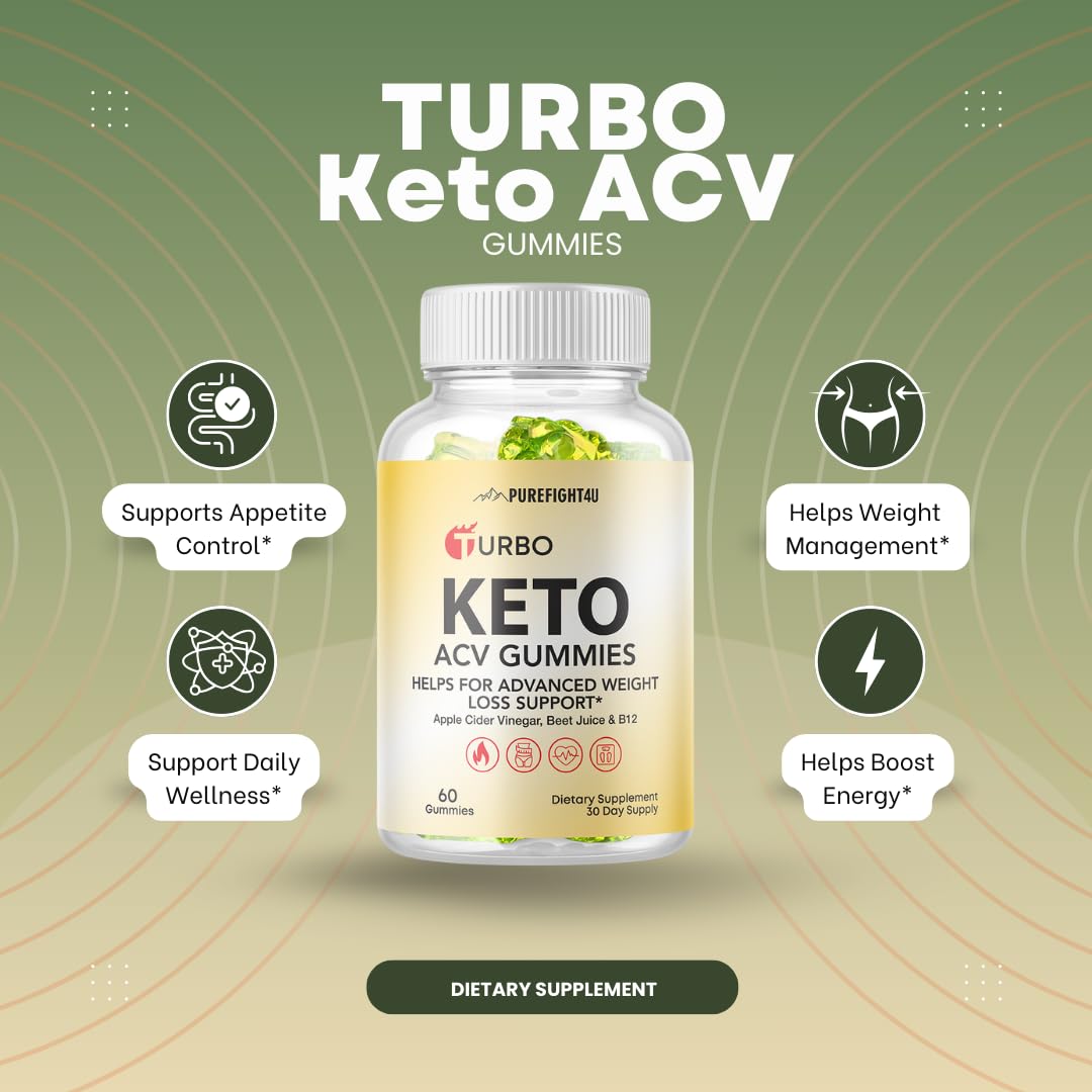 Turbo Keto ACV Gummies | Weight Management, Advanced Weight Loss Support | Beet Juice & B12 | Dietary Supplement 60 Gummies