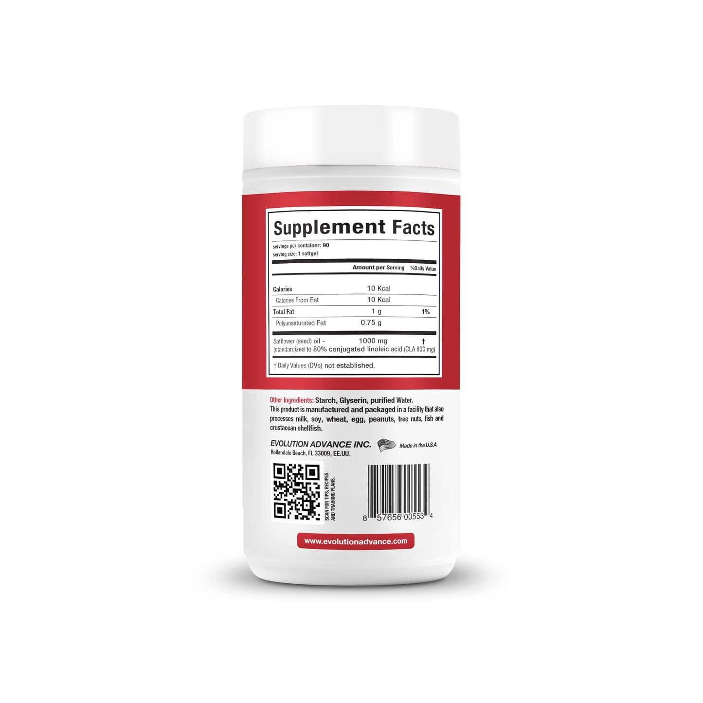 Evolution Advance Sport Nutrition CLA Fit, 800 mg - Safflower Conjugated Linoleic Acid Supplement, Support Lean Muscle Mass, Promote Energy - Non-GMO, Gluten-Free (90 Softgels)