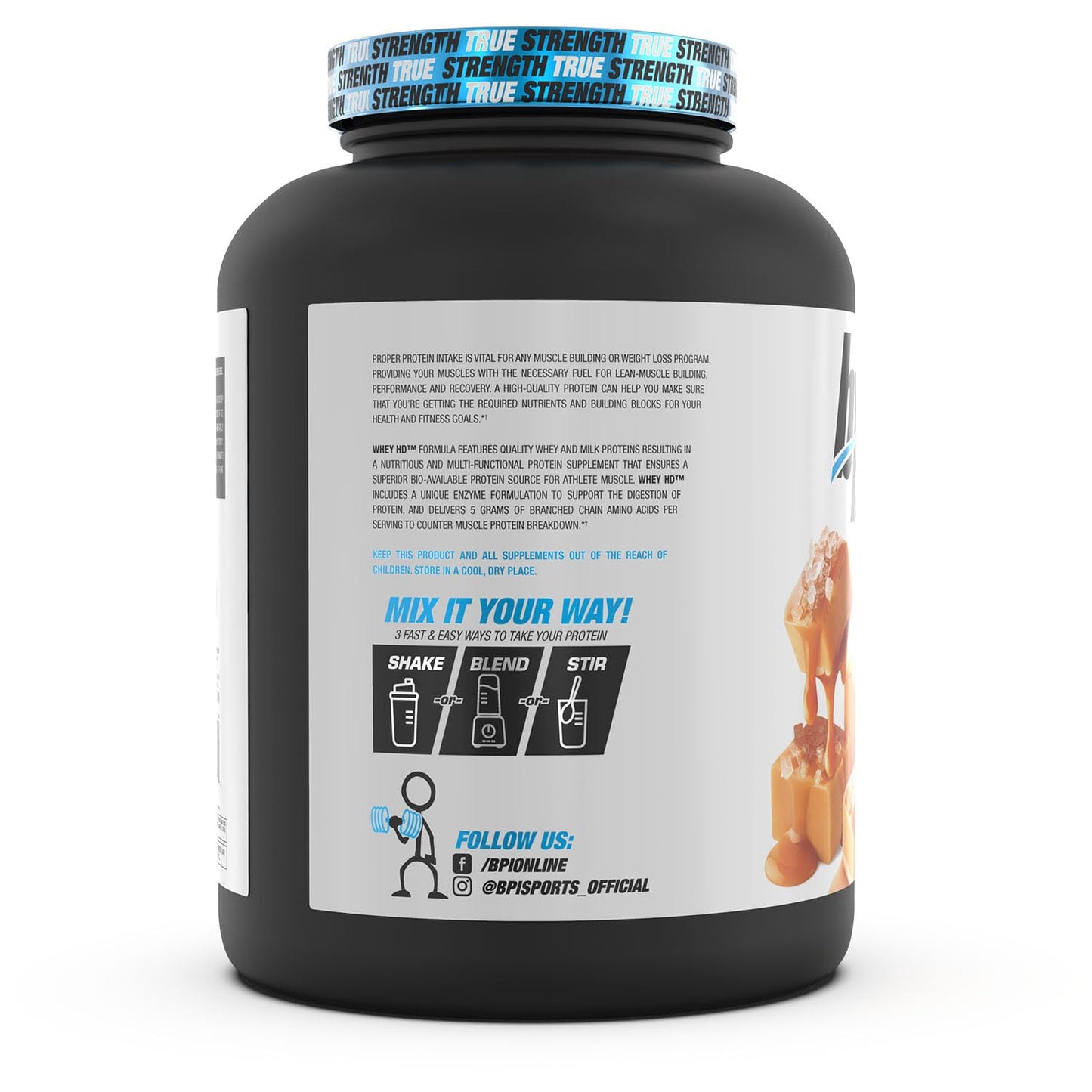 BPI Sports Whey HD Ultra Premium Protein Powder, Salted Caramel, 4.1 Pound