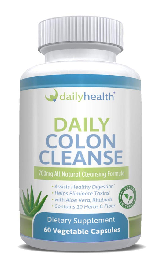 Daily Colon Cleanse 700mg All Natural Formula 10 Herbs, Fiber, Alfalfa, Aloe Vera, Rhubarb, Gentian, Buckthorn, Goldenseal, Lactobacillus acidophilus 60 Vegetable Capsules (Two 15 Day Cleansing Kits)