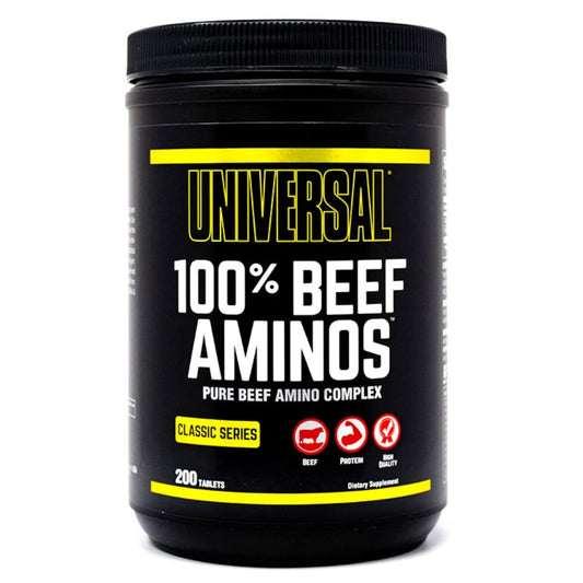 Universal 100% Beef Aminos Tablets | Pure Beef Amino Complex | Full Spectrum EAAs, BCAAs & Protein from Beef Protein Isolate & Pure Desiccated Argentine Beef Liver | 66 Servings, 200 Tablets