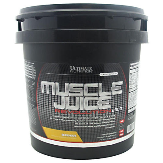 Ultimate Nutrition Muscle Juice Revolution 2600 Weight Gainer, Muscle Recovery with Glutamine, Micellar Casein and Time Release Complex Carbohydrates, Banana Protein Powder, 11.1 Pounds