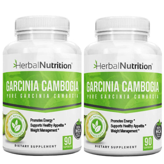 Herbal Nutrition Garcinia Cambogia for Weight Management and Kidney Stone Management, 2, 90 Count Bottles 180 Capsules 60% and 95% HCA Blend Dosing 700mg - 2400mg