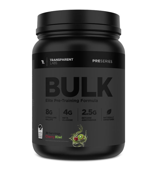 Transparent Labs Bulk Black Pre Workout - Clinically Dosed, Sugar Free Preworkout for Men and Women with Beta Alanine Powder, Citrulline Malate, & Caffeine - 30 Servings, Cherry Kiwi