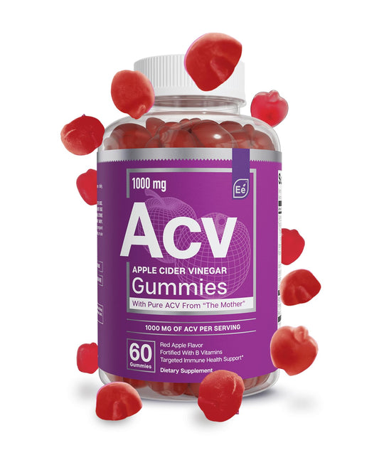 Essential Elements Apple Cider Vinegar Gummies from The Mother - Naturally-Sourced, Vegan ACV with Folic Acid and Vitamin B6 & B12 60 Count
