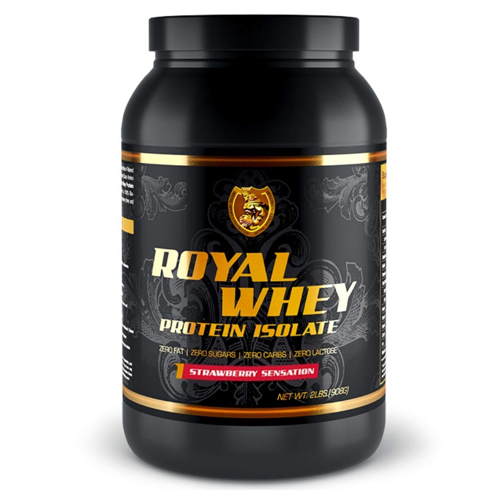 RSN Royal 100% Isolate Protein Powder | 27g Protein Isolate | 0 Sugar | 1g Carbs | 2 lbs | 30 Servings | Strawberry Sensation