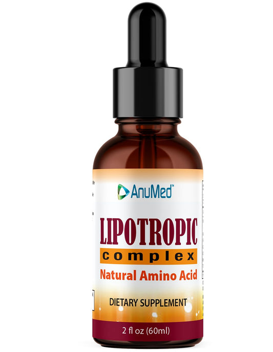 ANUMED - Lipotropic Complex Liquid Drops with Vitamin B12, B6, Folic Acid, Choline, Inositol for Liver Health, Natural Cleanser, Detox + Boosts Natural Energy Levels. Vegan, Non-GMO, Gluten-Free (2oz)