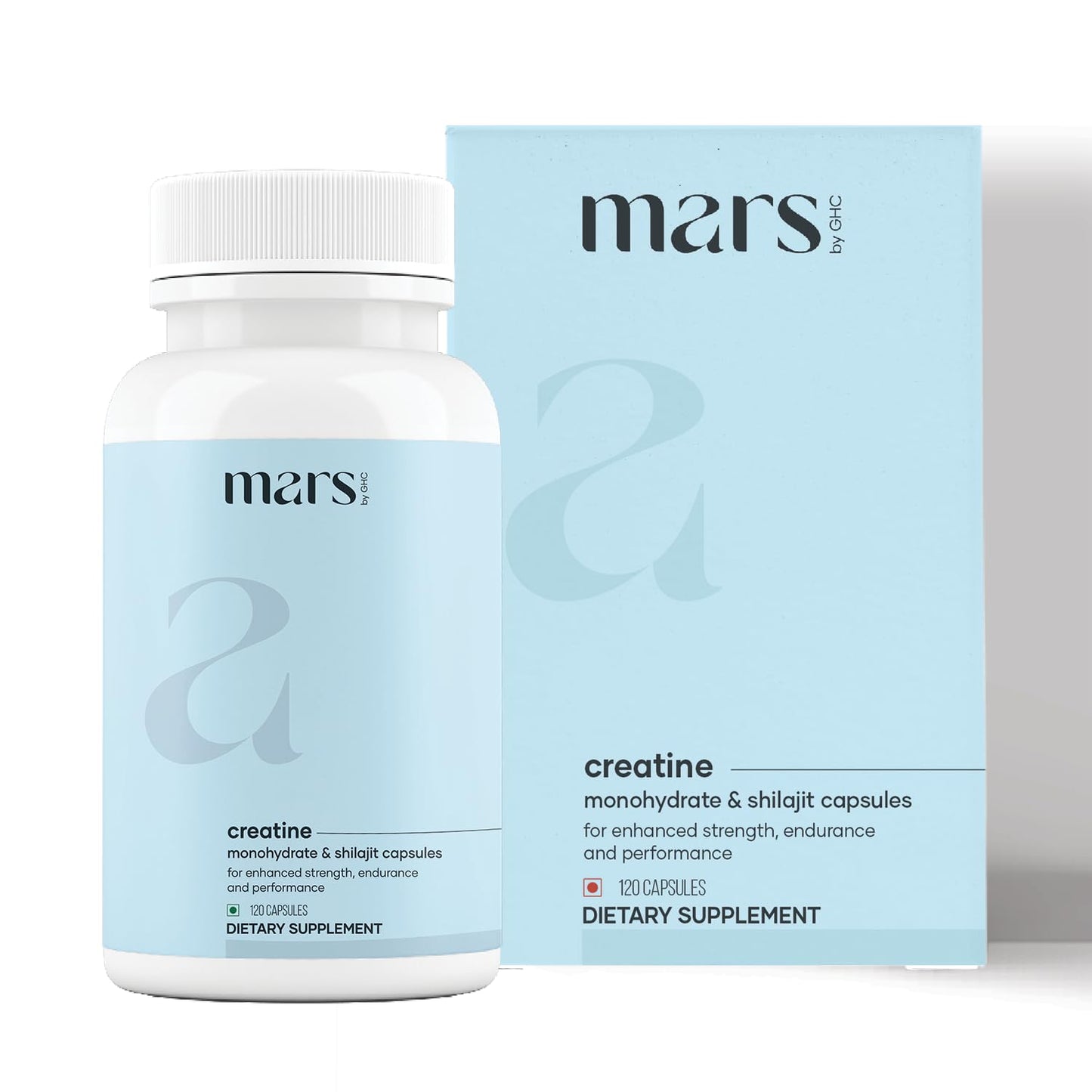 Mars Micronized Creatine Monohydrate Caps with Shilajit & Surgemax (120N) | 100% Pure & Natural | Overall Well-Being - Pack of 1