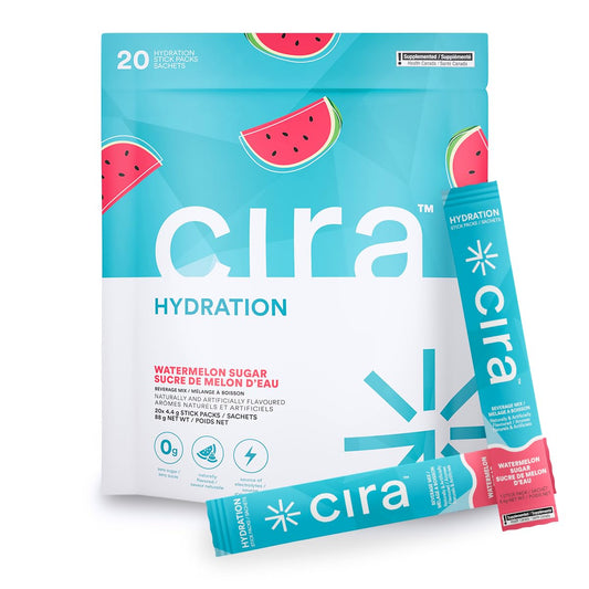 Cira Hydration Stick Packs - Electrolyte Powder & Drink Mix for On-The-Go Dehydration Relief & Recovery - Watermelon Sugar, 20 Servings