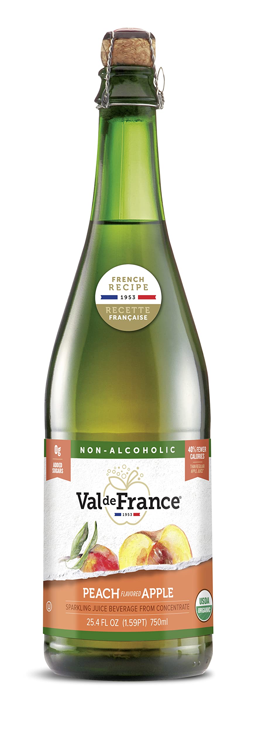 Val de France NonAlcoholic Reduced Calorie Organic and OU Kosher Sparkling Juice Peach 254 Fl Oz 1 bottle