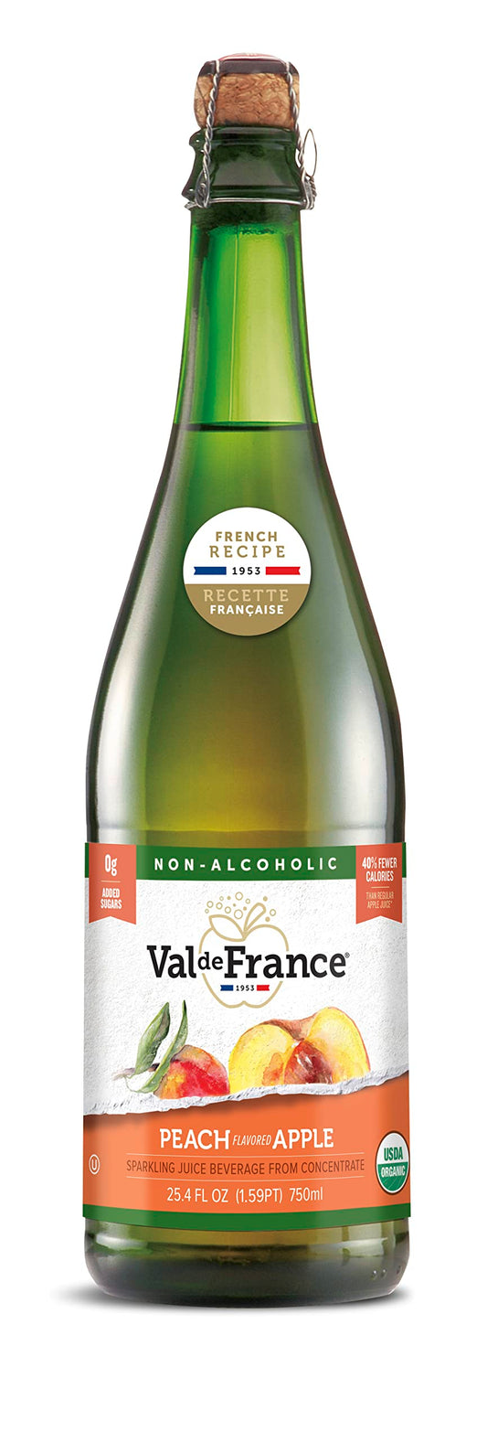 Val de France NonAlcoholic Reduced Calorie Organic and OU Kosher Sparkling Juice Peach 254 Fl Oz 1 bottle