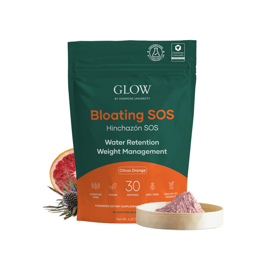 Glow Bloating SOS Powder, 4.23 Oz, Bloating Relief for Women with Morosil & Digestive Enzymes, for Water Retention, Metabolism, Gut Health & Immune Support, Hormone-Free, Citrus Orange