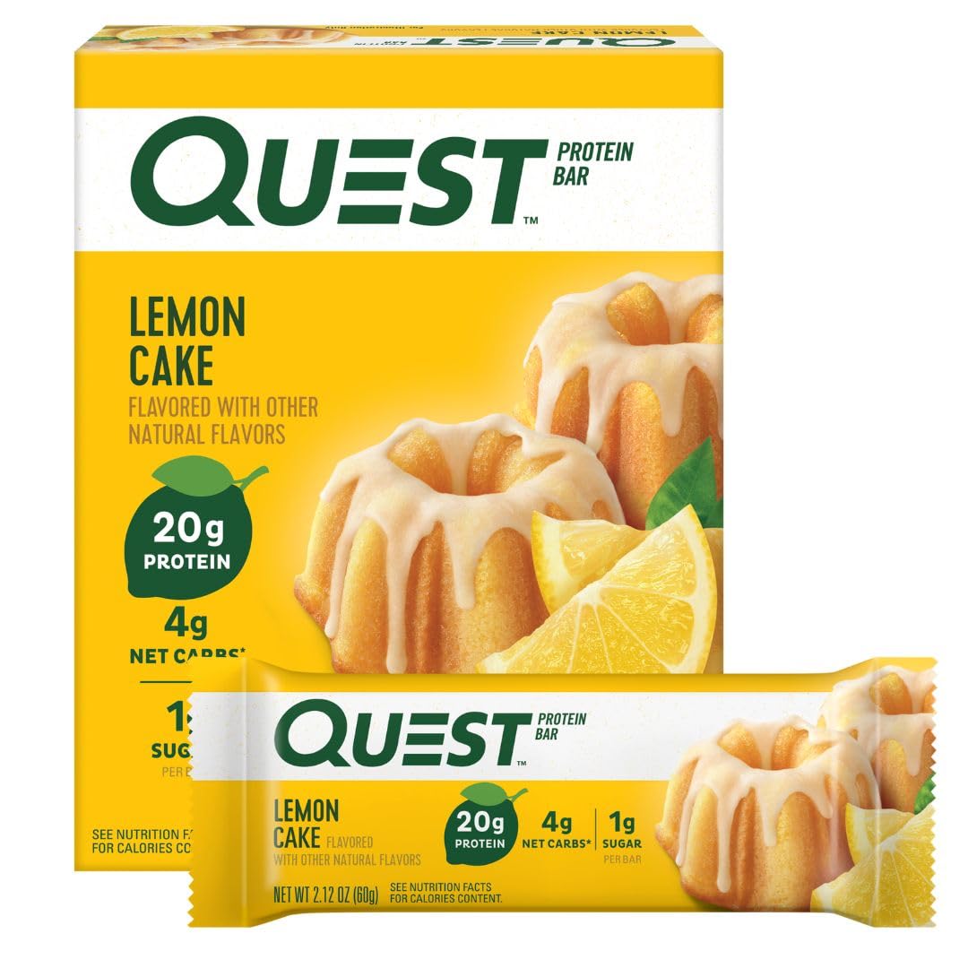 Quest Nutrition Lemon Cake Protein Bars, High Protein, Low Carb, Gluten Free, Keto Friendly, 4 Count