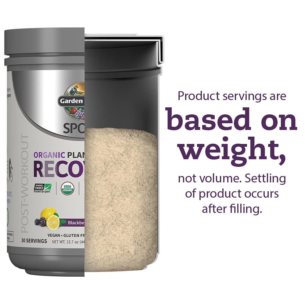 Garden of Life Sport Vegan Organic Plant Based Post Workout Muscle Recovery Powder for Men & Women - BlackBerry Lemonade 30 Servings, 100mg Magnesium, Antioxidants, Supplements, 15.7 Oz